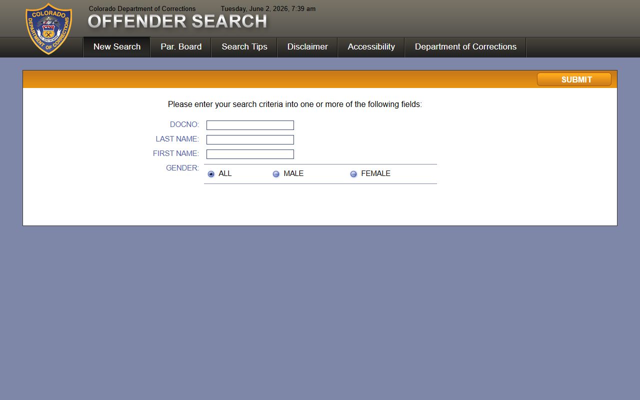 CDOC Offender Search for Delta Correctional Center inmate lookup